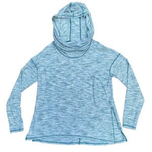 GAIAM XL Space Dye Hoodie Blue Green Funnel Neck Lightweight Yoga Top